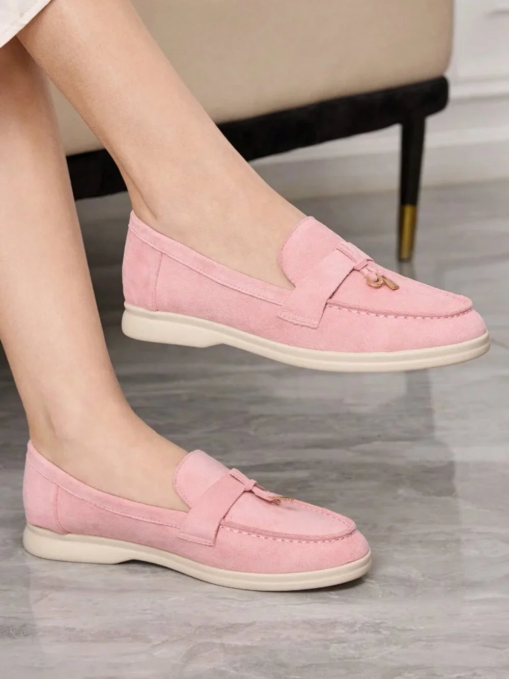 pink Powder Business Casual Women's Flat Loafer Shoes